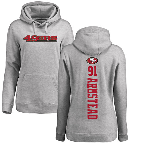 San Francisco 49ers Ash Women Arik Armstead Backer 91 Pullover NFL Hoodie Sweatshirts